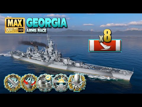 Battleship Georgia: 8 ships destroyed in "Arms Race" - World of Warships