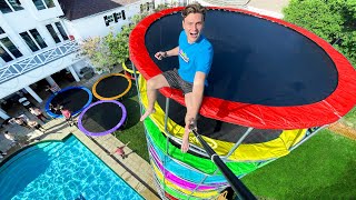 I Built the World&#39;s Tallest Trampoline Tower!!