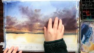 Painting "Moon over the Sea": A Serene Watercolor Process (ASMR)