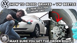 How To Bleed Brakes In The Correct Order, shown on VW Beetle.