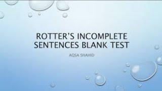Rotter Incomplete Sentences blank  Test RISB Explained | Complete Guide
