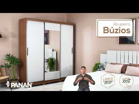 Video thumbnail of Roupeiro Búzios com Espelho 3 Portas Correr 4 Gavetas Panan