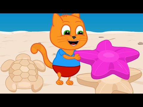 Capa de Família de Gatos - Figuras de areia do mar