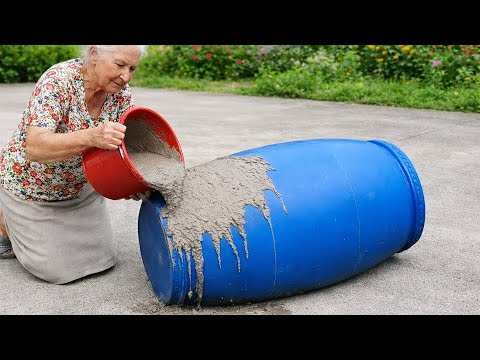 Amazing idea of ​​pouring cement into plastic barrels /Tips for recycling plastic barrels and cement