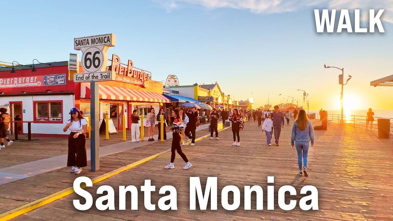 Immersive street-level walking tour through SANTA MONICA Walking Tour, United States, showcasing authentic urban landscapes, local architecture, and the vibrant atmosphere of the city's neighborhoods