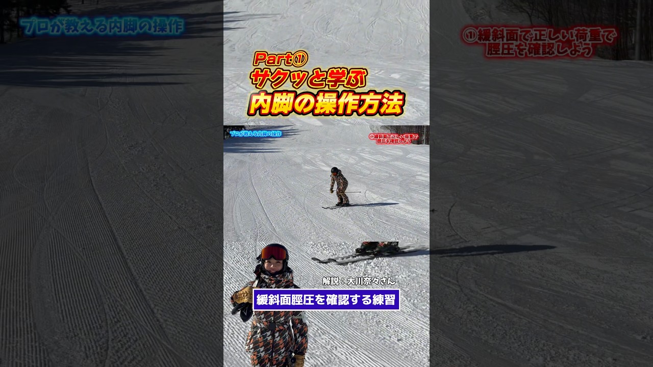 【スキー】サクッとわかる！内脚の操作に重要な脛圧の動きを緩斜面で学ぶ