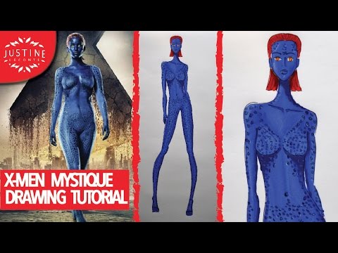 X Men: how to draw Mystique (Jennifer Lawrence) full body | Drawing Tutorial | Justine Leconte Video