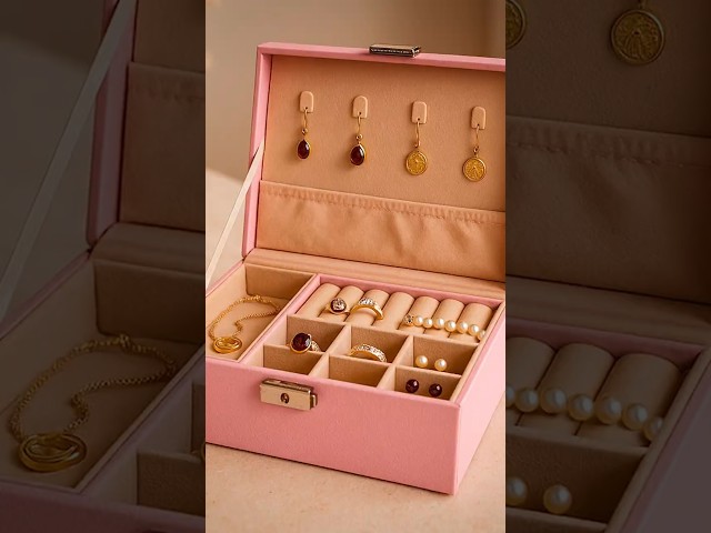 Video PORTA JOIAS FORMATO DE MALETA 2 ANDARES BRANCO FECHO METÁLICO – 23X17X8,5CM