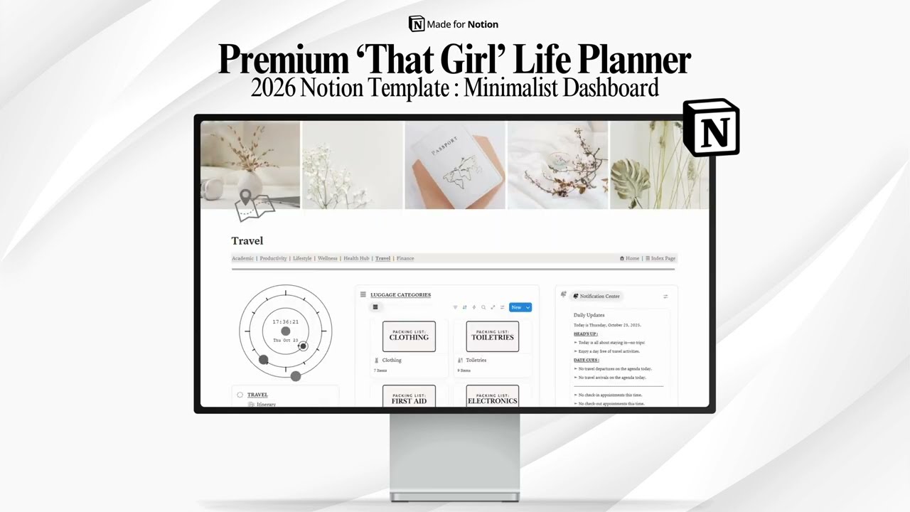 Quick Walkthrough : Premium 'That Girl' Life Planner : Minimalist Dashboard (Notion Template Tour)