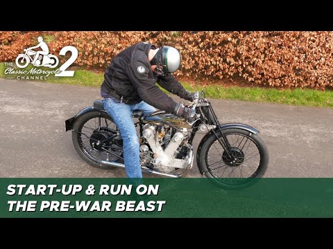 AJS V-Twin - 1930s World Speed Record attempt replica motorcycle start-up