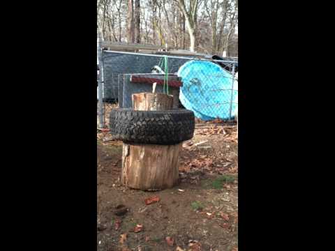 Log splitting trick works great & saves your back!