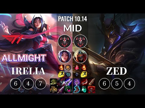 T1 Allmight Irelia vs Zed Mid - KR Patch 10.14