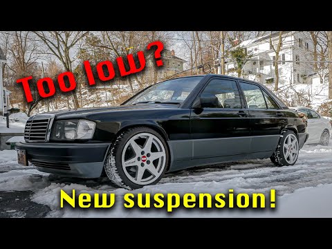 Lowering the Mercedes 190E W201 with Koni shocks and H&R springs!  TOO LOW?