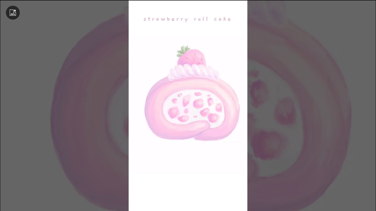 Cute pastel strawberry roll cake illustration on procreate