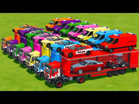 TRANSPORT POLICE MERCEDES, DODGE, ROLLS ROYCE & RIGI TRAC WITH MAN TRUCKS - Farming Simulator 22