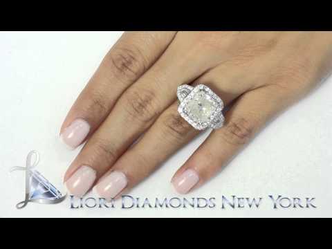ER-1071 - 8.03 Carat F-I2 Cushion Cut Natural Diamond Engagement Ring 14k Vintage Style