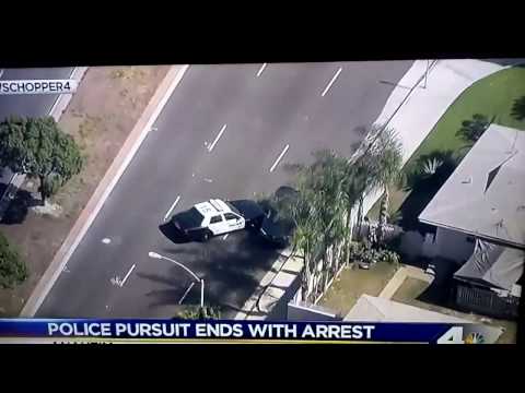 Police Ram Sedan in Anaheim Pursuit