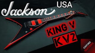 Video thumbnail for Jackson USA KV2 King V 2006 Black with Red Bevels SIMS Customs 4K guitar close up video by Oxford Guitars