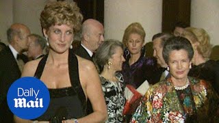 Princess Diana arrives at Versailles wearing black halter-neck - Daily Mail