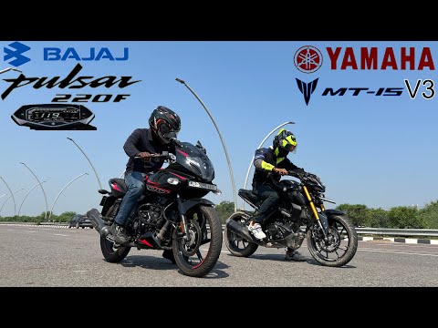 Bajaj Pulsar 220F против Yamaha MT15 V3 || Drag Race || Неожиданный результат