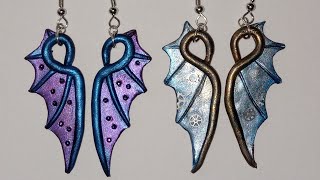 Polymer Clay Dragon Wing Earrings From Scratch #polymerclayearrings #clayjewelry #claytutorial