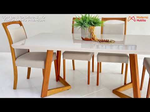 Video thumbnail of Conjunto para Sala de jantar Munique em Madeira Maciça 6 cadeiras Mobillare