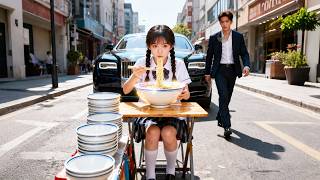 女孩擺攤被欺負，怎料她天生神力，一頓吃下十碗面，總裁看她有福氣帶回家寵上天！#短劇 #逆襲 #萌娃 #親情