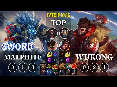 GRF Sword Malphite vs Wukong Top - KR Patch 10.16