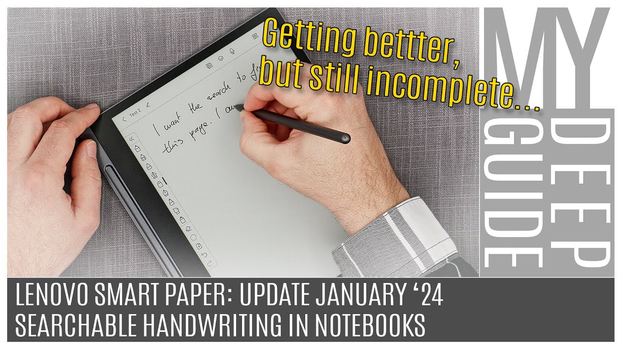 Lenovo Smart Paper: January '24 Update Overview. Searchable Handwriting in Notebooks Added