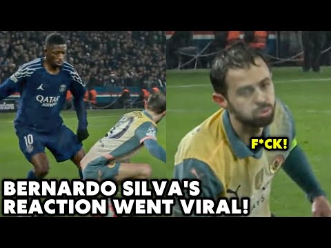 Spotted: Bernardo Silva's funny reaction to being nutmegged by Ousmane Dembele!