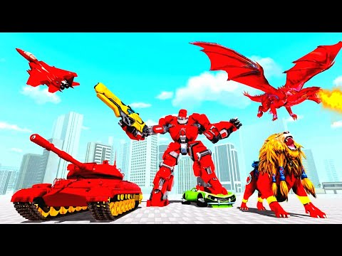 Tank Lion Robot Car Transformation | Dragon Jet Helicopter Robot Games | android games