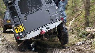 preview picture of video 'Land Rovers doing Bala Forest Adventure off-road 4x4 driving with the Lowrangers'