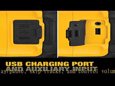 DEWALT 20V MAX Bluetooth Speaker, 100 ft Range, Durable for Jobsites, Phone Holder Included, Lasts