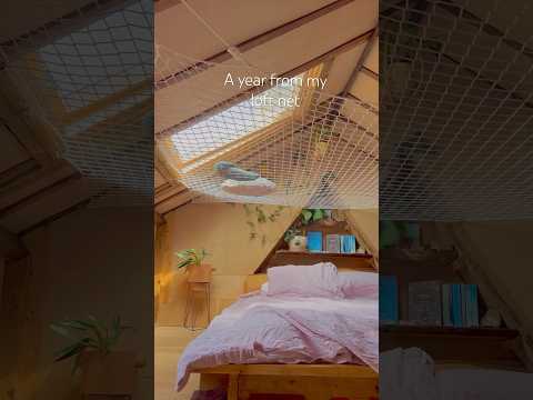 The loft net through all the seasons ☀️ 🌧️ #loftnet #attic #homeinspo #smallhouse #whimsical #fairy