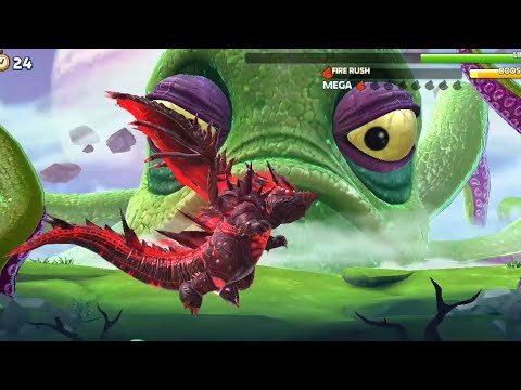Hungry Dragon Geogantis battles Giant Boss Octoni. Hungry Dragon. #gaming #gameplay #hungrydragon