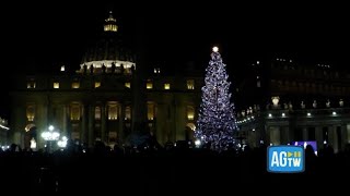 Piazza San Pietro, inaugurati presepe e albero di Natale: per la prima volta presiede una donna