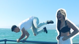 JUMPING OFF SANTA MONICA PIER FOR HER NUMBER ($1K FINE?!) | STEEZYKANE