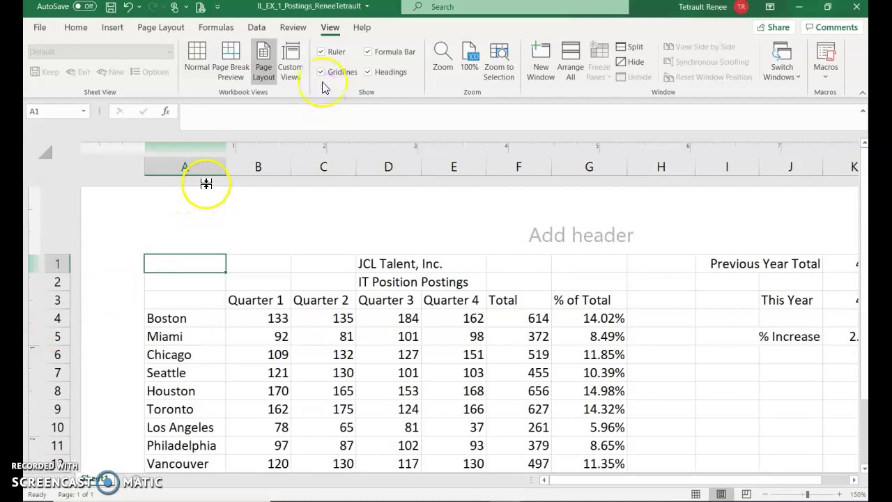 Excel Module 1 eTextbook Project Part 2