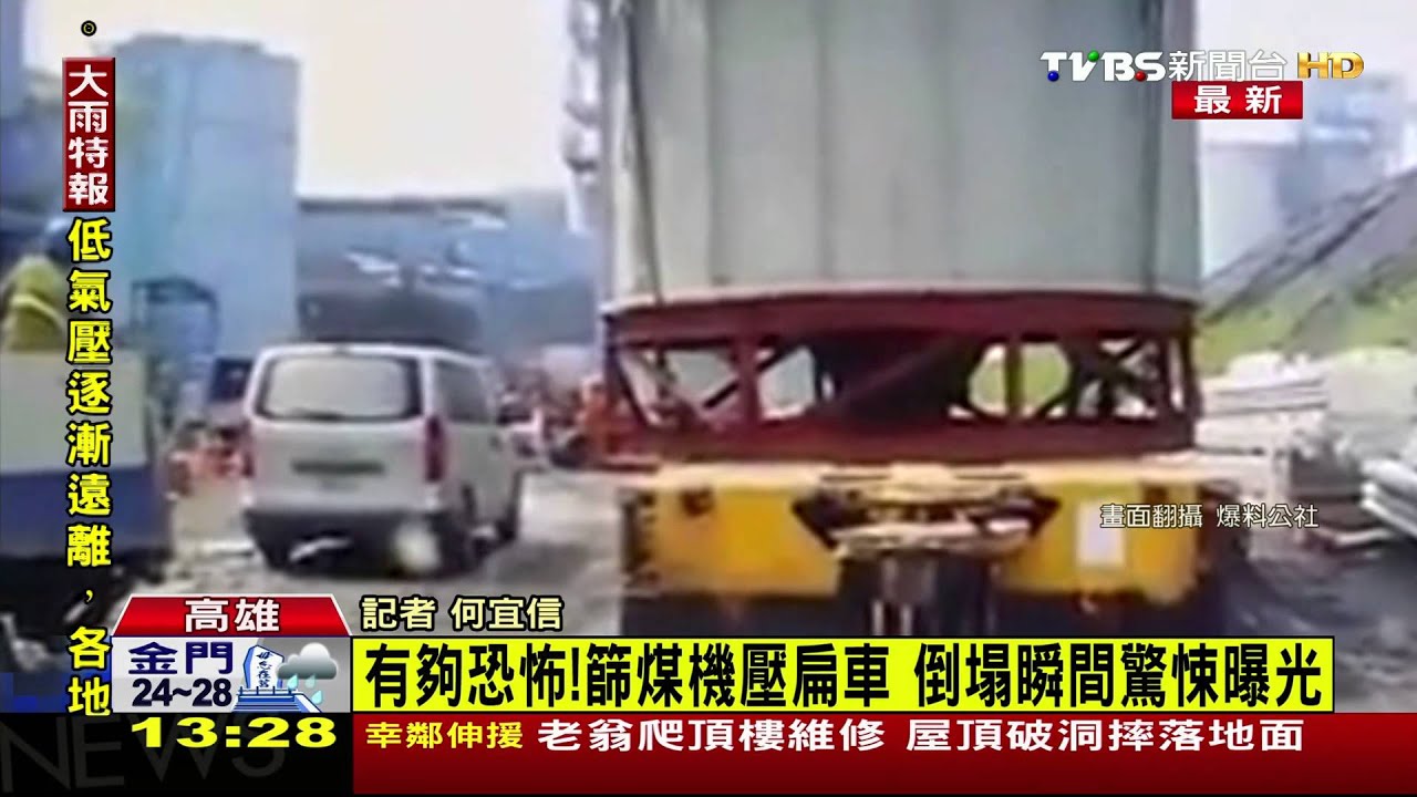 有夠恐怖!篩煤機壓扁車 倒塌瞬間驚悚曝光