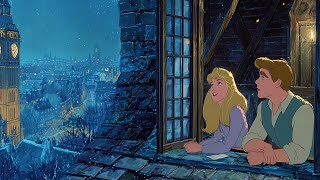 Snowy Paris Romance - Classic Animation Love Songs - Music Playing from Another Room