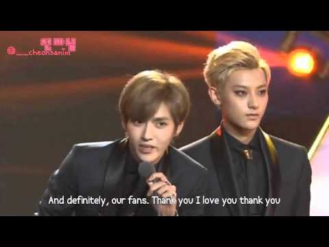 [ENG SUB] 131206 EXO-M Chinese Billboard Best Group Award Speech by: @__cheonsanim