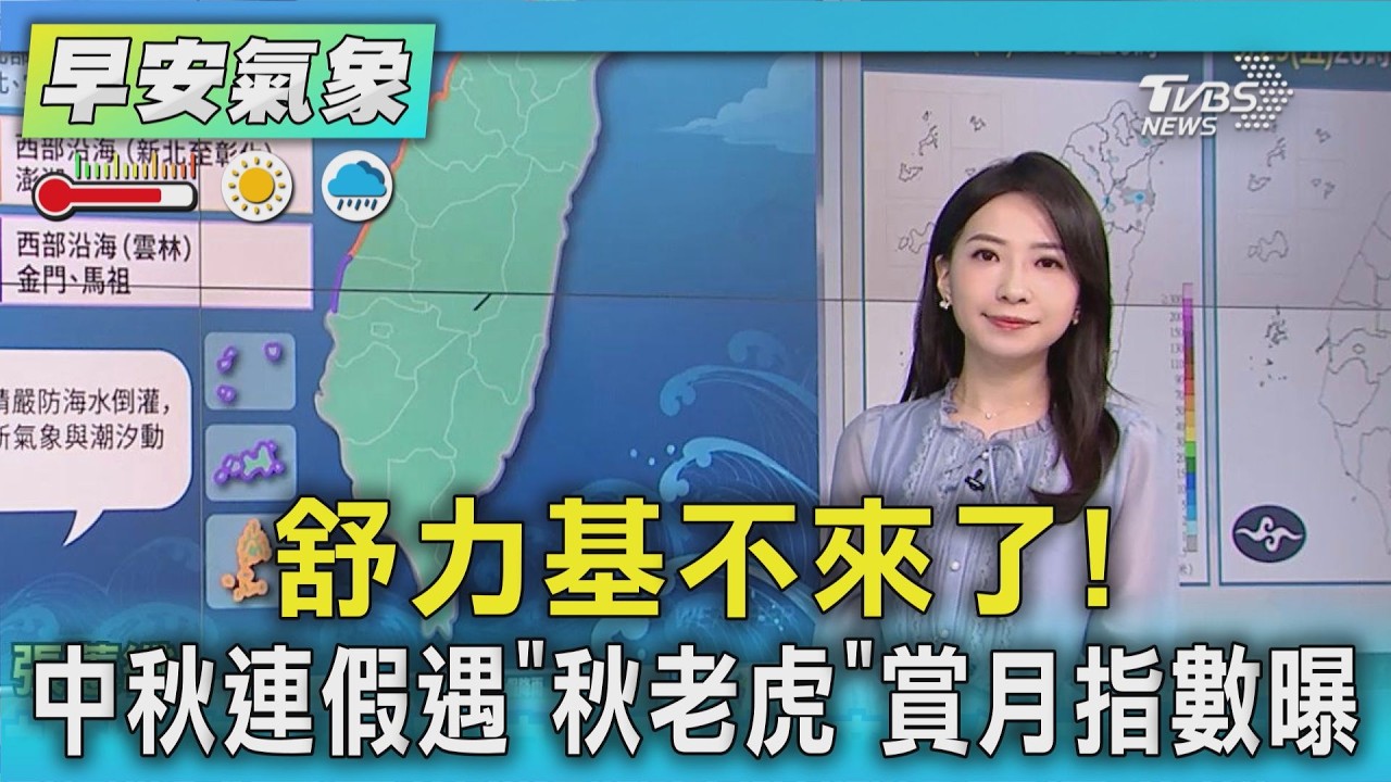 天氣/ 舒力基不來了! 中秋連假遇「秋老虎」賞月指數曝|氣象主播 張蕙纖|早安氣象|TVBS新聞 20260925 @TVBSNEWS01 │ TVBS新聞網