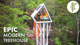 Incredibly Stunning Tiny A-Frame Cabin Perched 40ft in the Air - TREE HOUSE TOUR