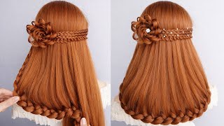 Easy And Beautiful Hairstyle | Half Up Half Down Hairstyles Waterfall Braid | Simple Hairstyle Girls