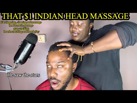 ✨ASMR✨THAT ONE DOLLAR INDIAN HEAD SCRATCH MASSAGE, EAR FINGERING, FAST AND INTENSE. WITH GUM CHEW