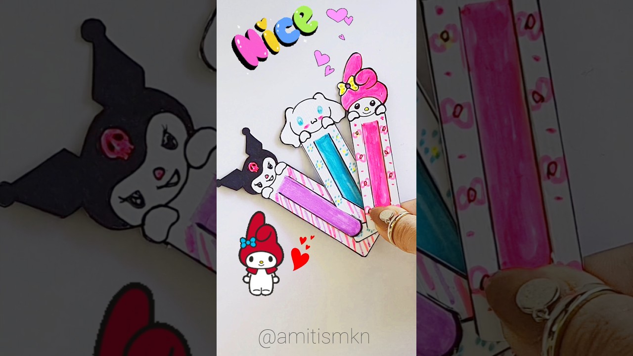 DIY Cute Sanrio Bookmarks 😍💕 #shorts #papercrafts #kawaii #mymelody #hellokitty #craft #amitismkn