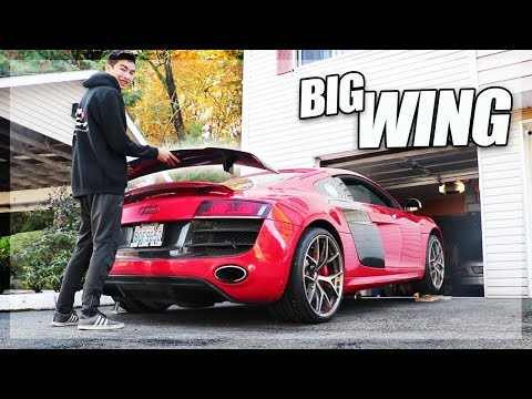 Installing a BIG WING on the Audi R8 + Splitter/Side Skirts