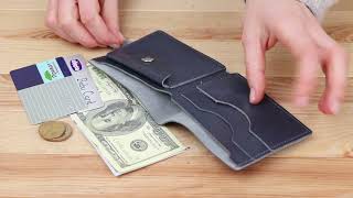 Кожаный компактный портмоне Shvigel 16444 синий