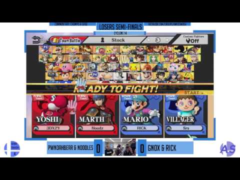 Pwndahbear & Noodles (Red) vs GNOX & Thick Rick (Blue) - Smash 4 Doubles