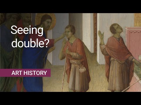 Why does this man appear twice in the same painting? | Duccio's 'Healing of a Man born Blind'